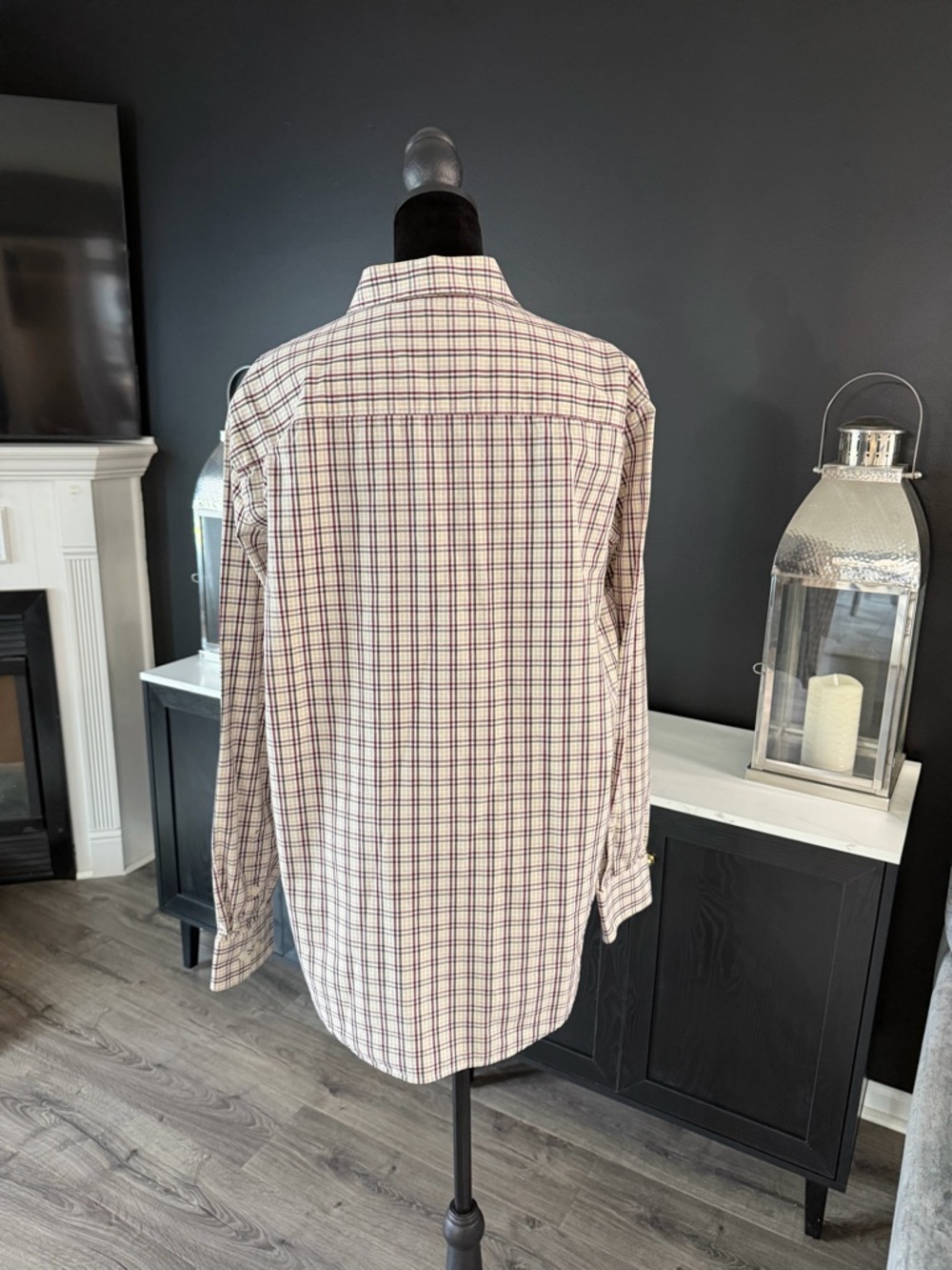 Perry Ellis Men’s Plaid Button Down Shirt Cotton Long Sleeve Size L - Picture 4 of 5
